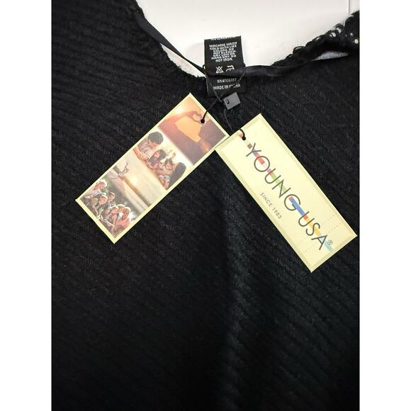 NWT Young USA Black & White Plaid Houndstooth Poncho Shawl Wrap Fringe OSFM - Picture 3 of 5